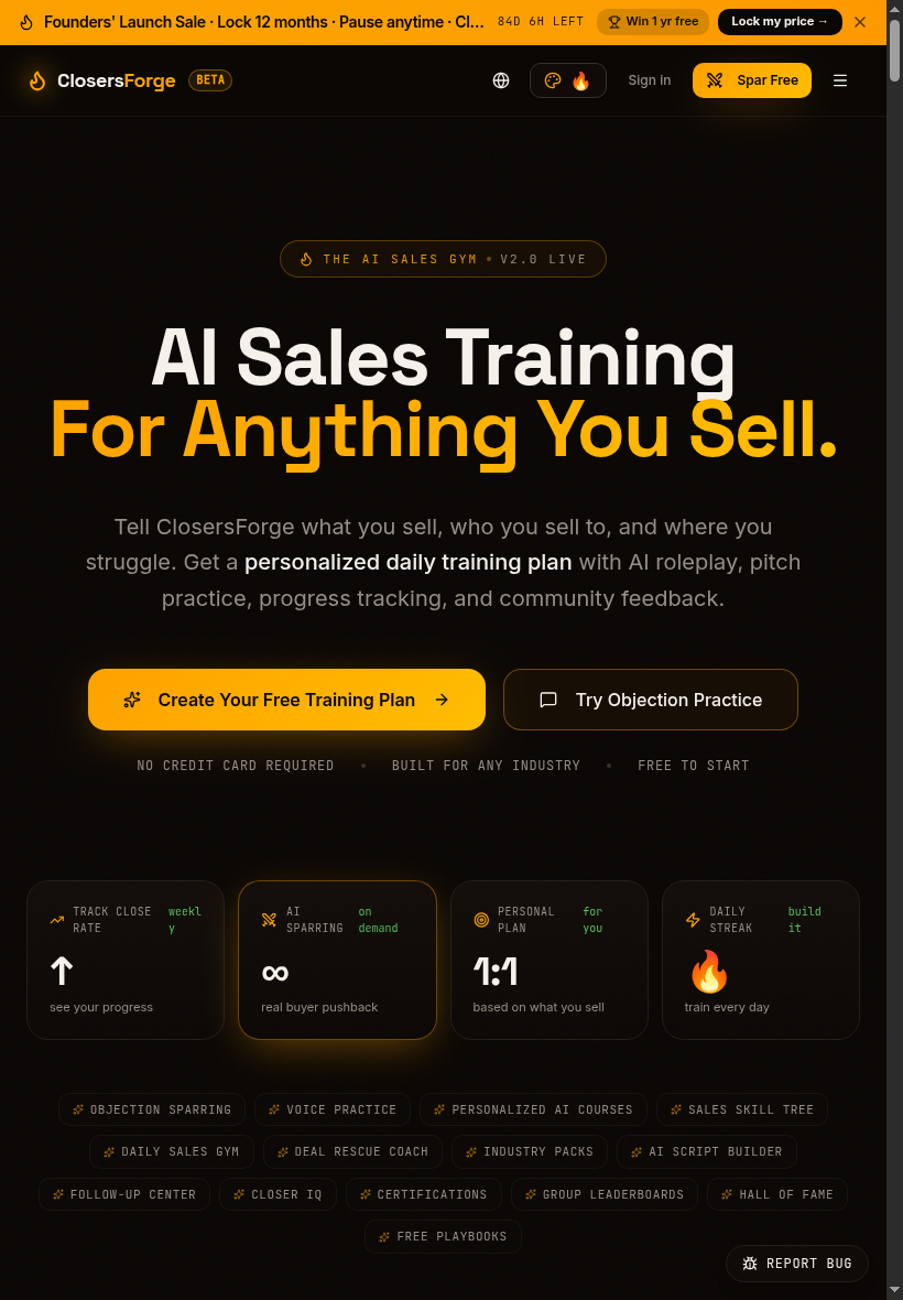 ClosersForge — AI Sales Training built around what you sell